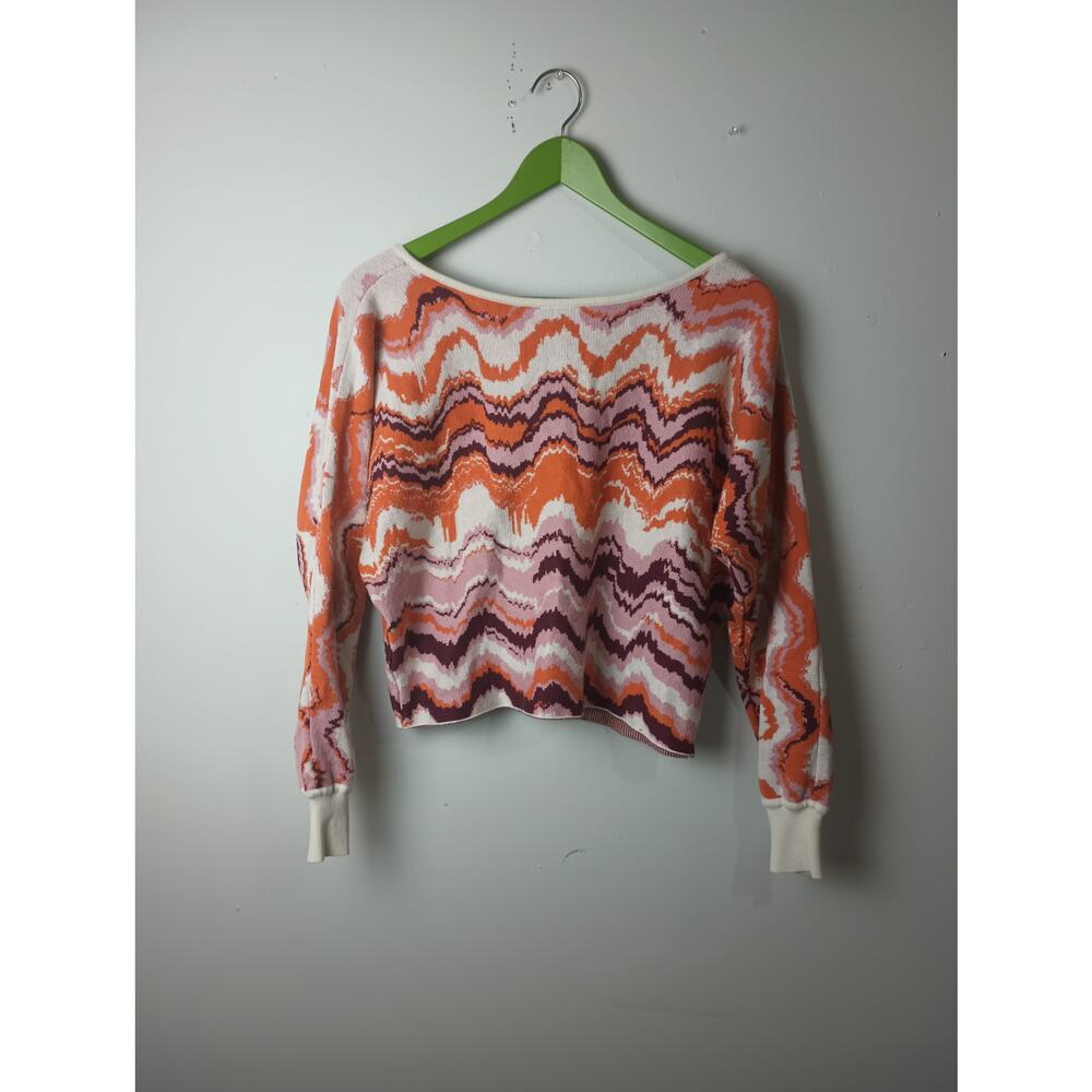 Daily Practice Anthropologie Hazy Daze Pullover Sweater Wavy Striped Pattern XXS
